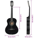 8 Piece Classical Guitar Beginner Set Black 3/4 36" 70119