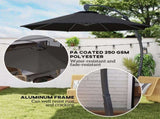 3 Garden Cantilever Parasol, Round Overhanging Umbrella with Crank Handle, Cross Base, Aluminium T3398P328494