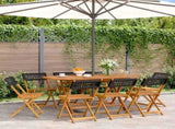 Garden Chair Set of 8 Black Solid acacia wood, PE rattan Medium 3214594