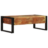 Coffee Table with 3 Drawers Solid Reclaimed Wood 100x50x35 cm 244941