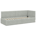 Corner Bed Frame with Headboard Light grey 80 x 200 cm Velvet 42016246