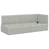 Corner Bed Frame with Headboard Light grey 80 x 200 cm Velvet 42016246