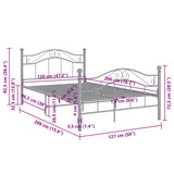 Bed Frame Grey Powder-coated metal Double Bed Frame Rectangular 324996