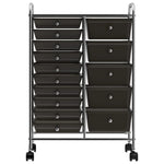 XXL 15-Drawer Mobile Storage Trolley Black Plastic 320407