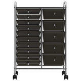 XXL 15-Drawer Mobile Storage Trolley Black Plastic 320407