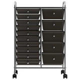 XXL 15-Drawer Mobile Storage Trolley Black Plastic 320407