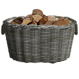Firewood Basket with Carrying Handles 60x40x28 cm Grey Willow 286985