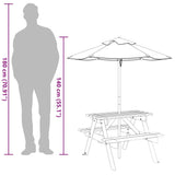 Picnic Table for 4 Kids with Umbrella Solid Wood Fir 3281616