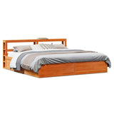Bed Frame with Headboard Wax Brown 200x200 cm Solid Wood Pine 3306332