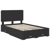 Bed Frame with Headboard Black 135 x 190 cm Engineered Wood 3412793