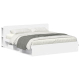 Bed Frame with Storage White 180 x 200 cm Engineered Wood 3433414
