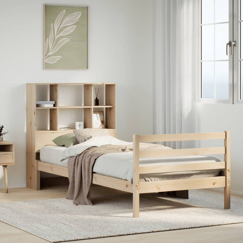 ZNTS Bookcase Bed without Mattress 100x200 cm Solid Wood Pine 3321895