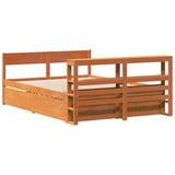 Bed Frame without Mattress Wax Brown 120x200 cm Solid Wood Pine 3306386