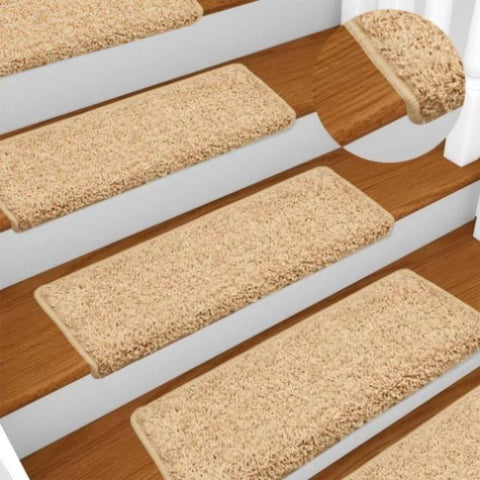 Stair Mats 15 pcs 65x21x4 cm Cream Rectangular Edge 134579