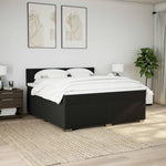 ZNTS Box Spring Bed with Mattress Black 180x200 cm Fabric 3285983