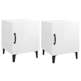 ZNTS Bedside Cabinets 2 pcs High Gloss White Engineered Wood 812073