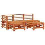 Garden Lounge Set 5 pcs Wax Brown Solid Pine Wood 3418101