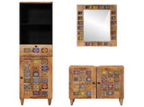 Bathroom Furniture Set with Door 3 pcs Natural Solid Mango Wood 3310097
