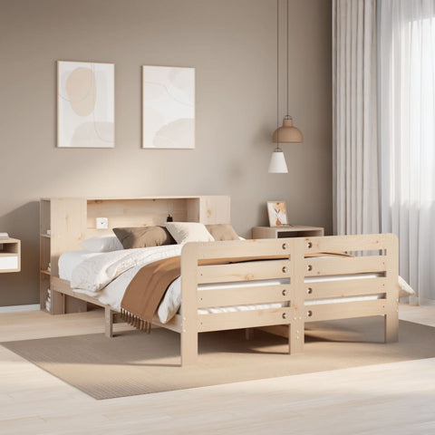 ZNTS Bed Frame without Mattress 140x190 cm Solid Wood Pine 3309899