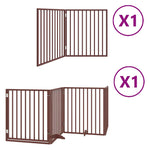Dog Gate with Door Foldable 6 Panels Brown 480 cm Poplar Wood 3155581