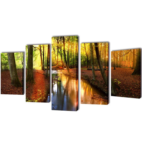 Canvas Wall Print Set Forest 200 x 100 cm 241579