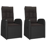 Reclining Garden Chairs with Cushions 2 pcs Black Poly Rattan 319545