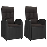 Reclining Garden Chairs with Cushions 2 pcs Black Poly Rattan 319545