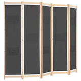 5-Panel Room Divider Grey 200x170x4 cm Fabric 248177