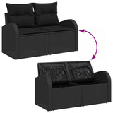 Sofa Set with Cushion with Storage 4 pcs Black Poly Rattan 3354662