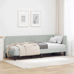 Corner Bed Frame with Headboard Light grey 80 x 200 cm Velvet 42016328