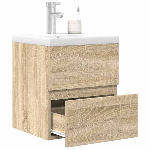 ZNTS 2 Piece Bathroom Furniture Set Sonoma Oak Engineered Wood 3325038