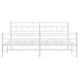 Metal Bed Frame without Mattress with Footboard White 200x200cm 355733