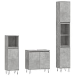 ZNTS 3 Piece Bathroom Cabinet Set Concrete Grey Engineered Wood 3187793