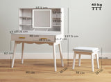 Elegant Dressing Table, with LED Mirror - White T3398P378101