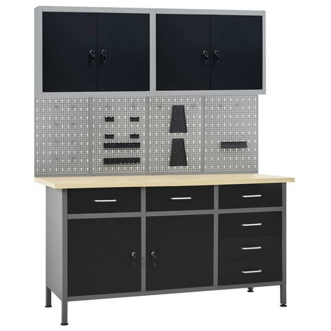 Workbench with Four Wall Panels and Two Cabinets 3053435