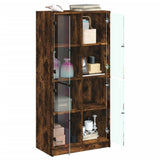 Highboard with Doors Smoked Oak 68x37x142 cm Engineered Wood 3295861