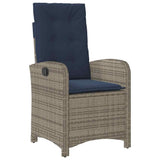 9 Piece Garden Dining Set with Cushions Grey Poly Rattan 3212448