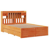 Bookcase Bed without Mattress Wax Brown 150x200 cm King Size Solid Wood Pine 3308959