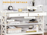 Console Table Side Desk w/ Shelves Drawers Open Top X Support Frame Living Room Hallway Home Office T3398P329949