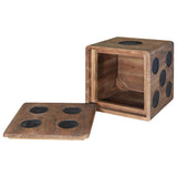 Storage Box Mindi Wood 40x40x40 cm Dice Design 244559