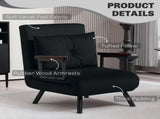 4-in-1 Velvet-Feel Single Chair Bed, with Pillow - Black T3398P328266