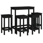 5 Piece Bar Set Black Solid Wood Pine 3124701