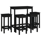 5 Piece Bar Set Black Solid Wood Pine 3124701