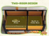 Wooden Tortoise House, with Shelter, Run, Shelf, Lamp Holder, Tray, Yellow T3398P350002