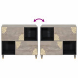 Sideboard Grey and Gold 80 x 33 x 75 cm Solid Mango Wood 4018799