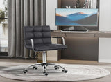 Office Chair, Makeup Vanity Chair, Mid Back Computer Chair, PU Leather Swivel Study Chair with T3398P328223