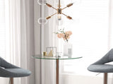 High Top Bar Table, Round Kitchen Table with Tempered Glass Top and Steel Base, Bistro Table for 2 T3398P329457