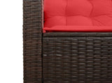 Outdoor Sofa Set with Cushion 2 pcs Brown and Red Poly Rattan 4103878