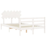 ZNTS Bed Frame without Mattress White Double Solid Wood 3195262