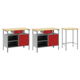 Work Bench Set 3 pcs Black and Grey Powder-Coated Steel 3321396